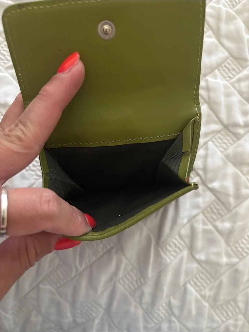 Brown and Green Textured Needlepoint Bifold Wallet
